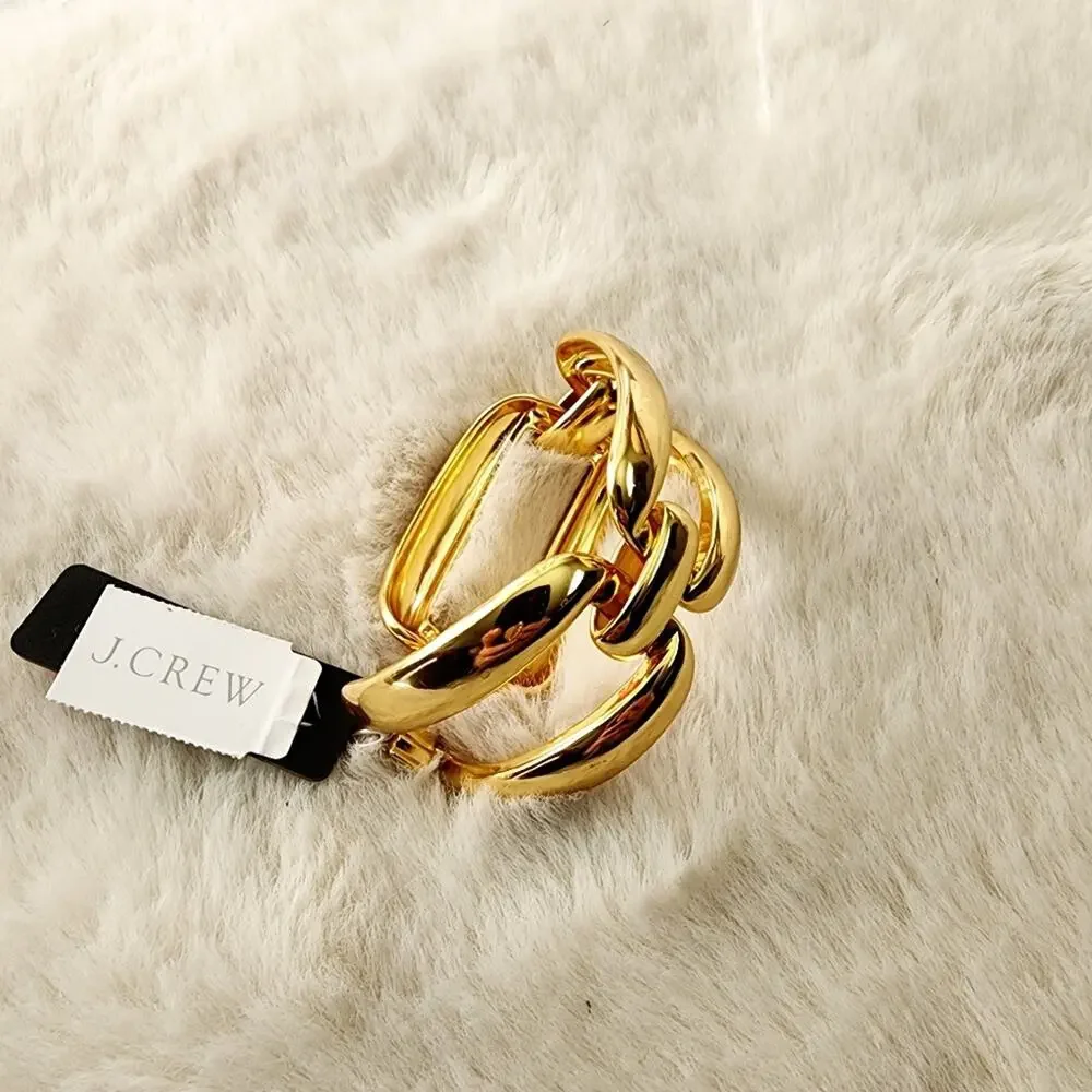 J.Crew Valerie Gold Oversized Rectangle Chunky Link Chain Bracelet NWT CA178